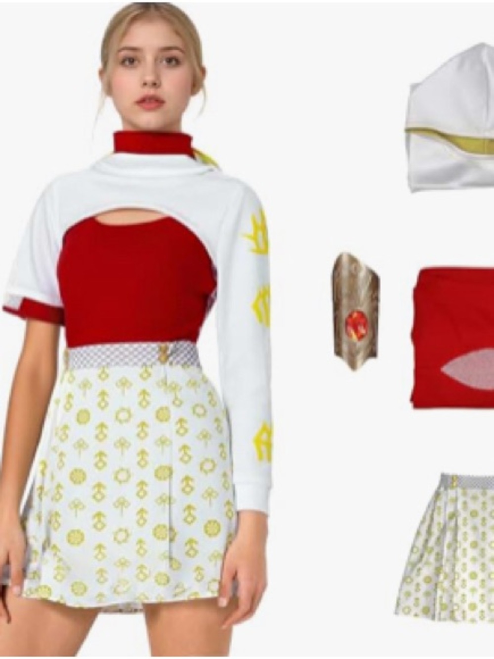 Large Nova costume Girls Red and White Costume Dress with Gold Accents - Zombies